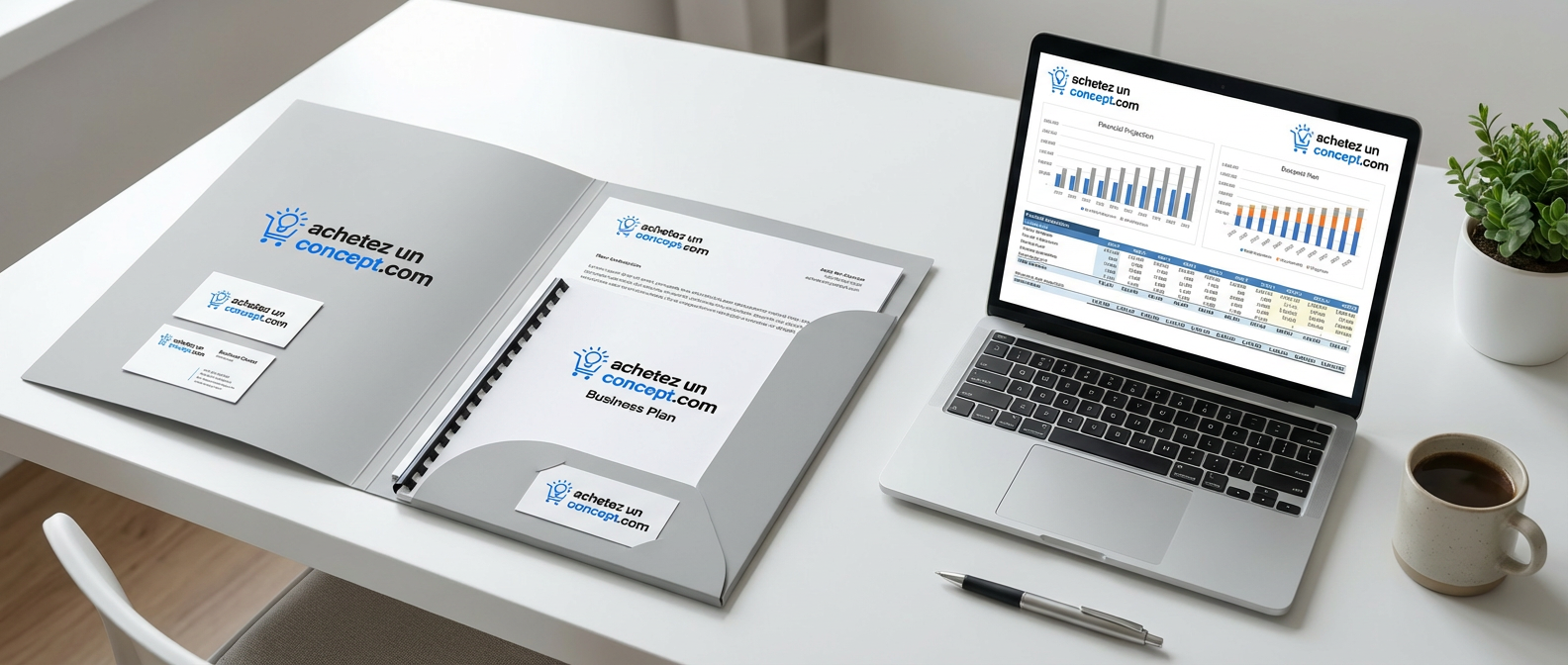 Pack business AchetezUnConcept - Business plan, identité visuelle et outils